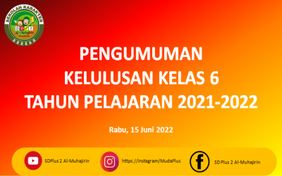 Pengumuman kelulusan SD PLUS 2 AL-MUHAJIRIN TP 2021-2022